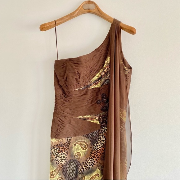 Assar New York One Shoulder Print Dress Size 12 - Picture 3 of 7